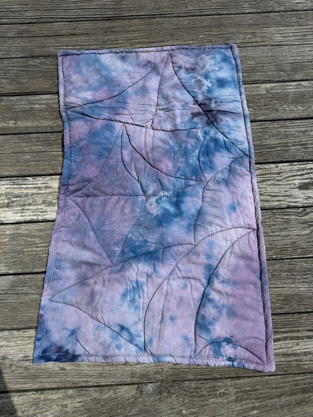 Handmade Tie-Dye Quilted Throw - Purple & Blue